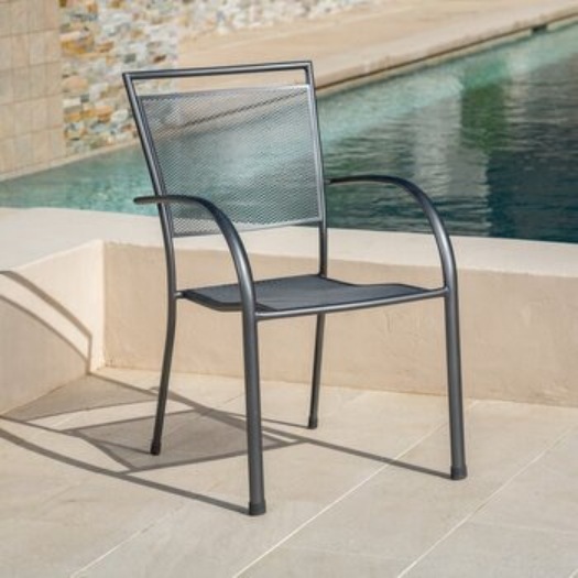 【倉庫直送】　サンヴィラ スチール製メッシュスタッキングチェア