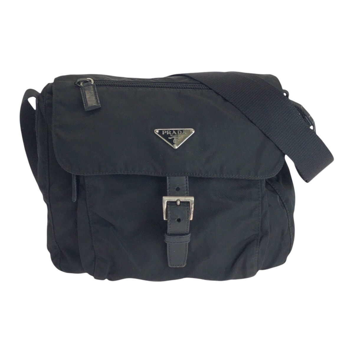 テスート 三角ロゴプレート ブラック 黒 シルバー金具 ナイロン/レザー ショルダーバッグ ポシェット レディース 501599