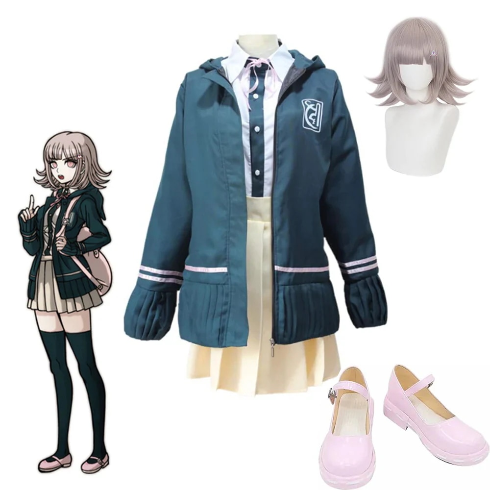 スーパーダンガンロンパ2 さよなら絶望学園 七海千秋 コスプレ衣装 ウィッグ 靴 追加可 ななみ ちあき コスプレ衣装 ハロウィン クリスマス