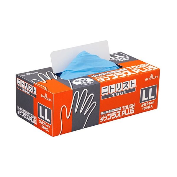 （まとめ）ショーワ No.886ニトリスト/タフプラス パウダーフリー LL 青 100枚[x5]