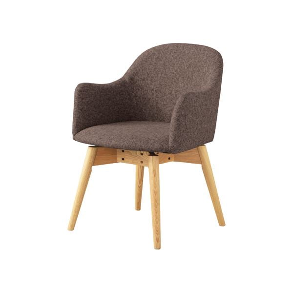 回転式 ダイニングチェア 食卓椅子 幅50x奥行55x高さ73x座面高43cm ブラウン 木製 肘付