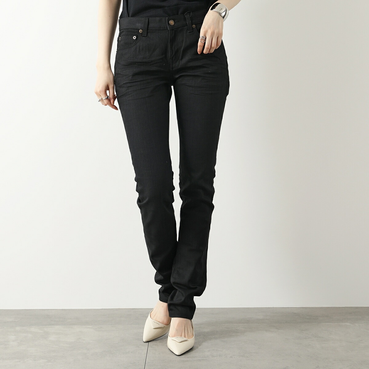 SAINT LAURENT サンローラン ジーンズ 614447 YO500 レディース デニムパンツ スキニー スリム ジーパン 1080/USED-BLACK