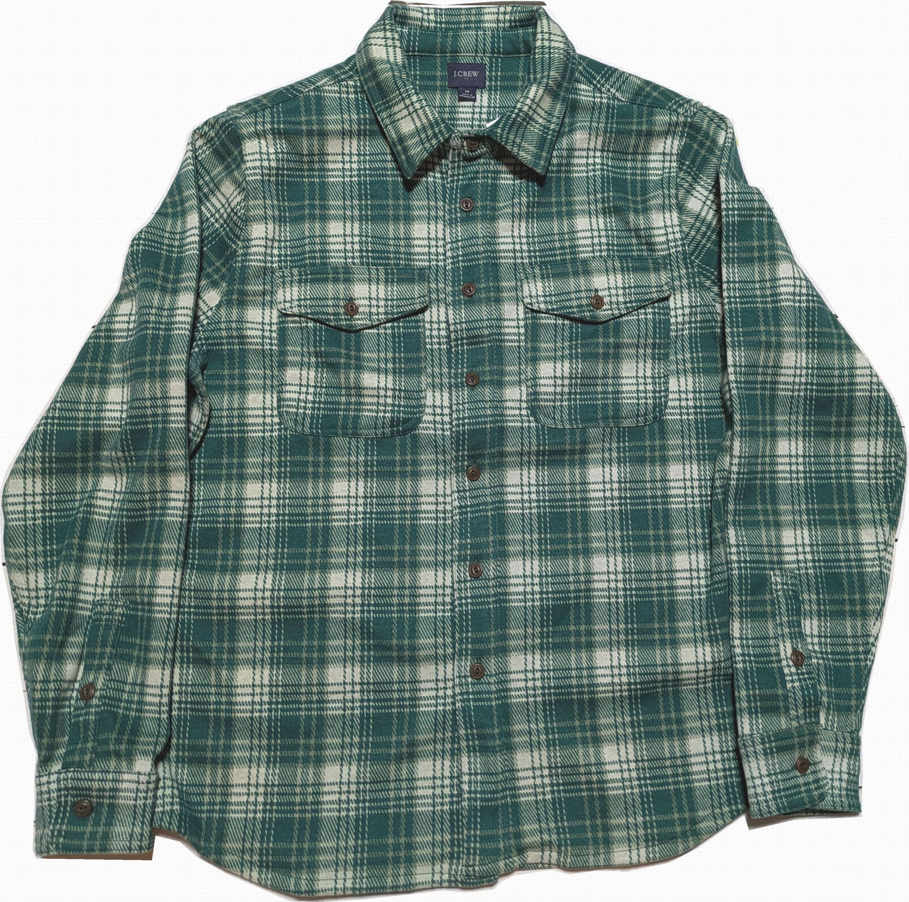 長袖 ヘビー フランネルシャツ チェック グリーン メンズ J.CREW 056