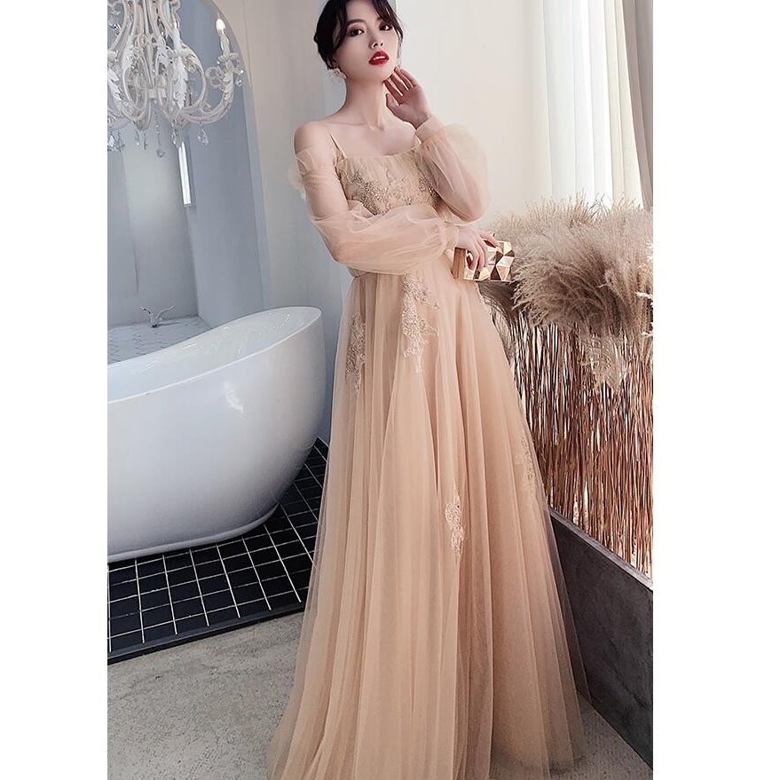 袖あり オフショルダー ロングドレス パーティードレス 10代 20代 30代 40代 マキシ丈 お