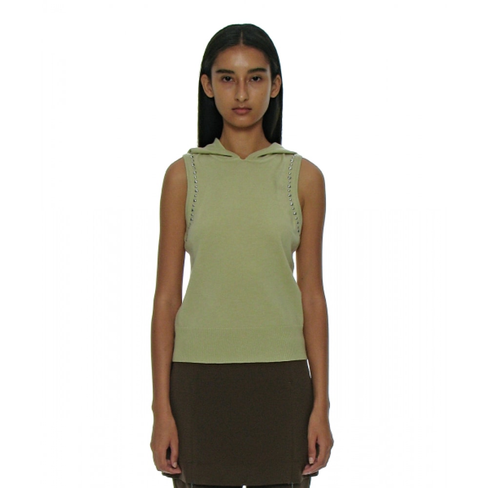 PARTIMENTO 女性用スタッドパーカーニットトップ_イエローグリーン