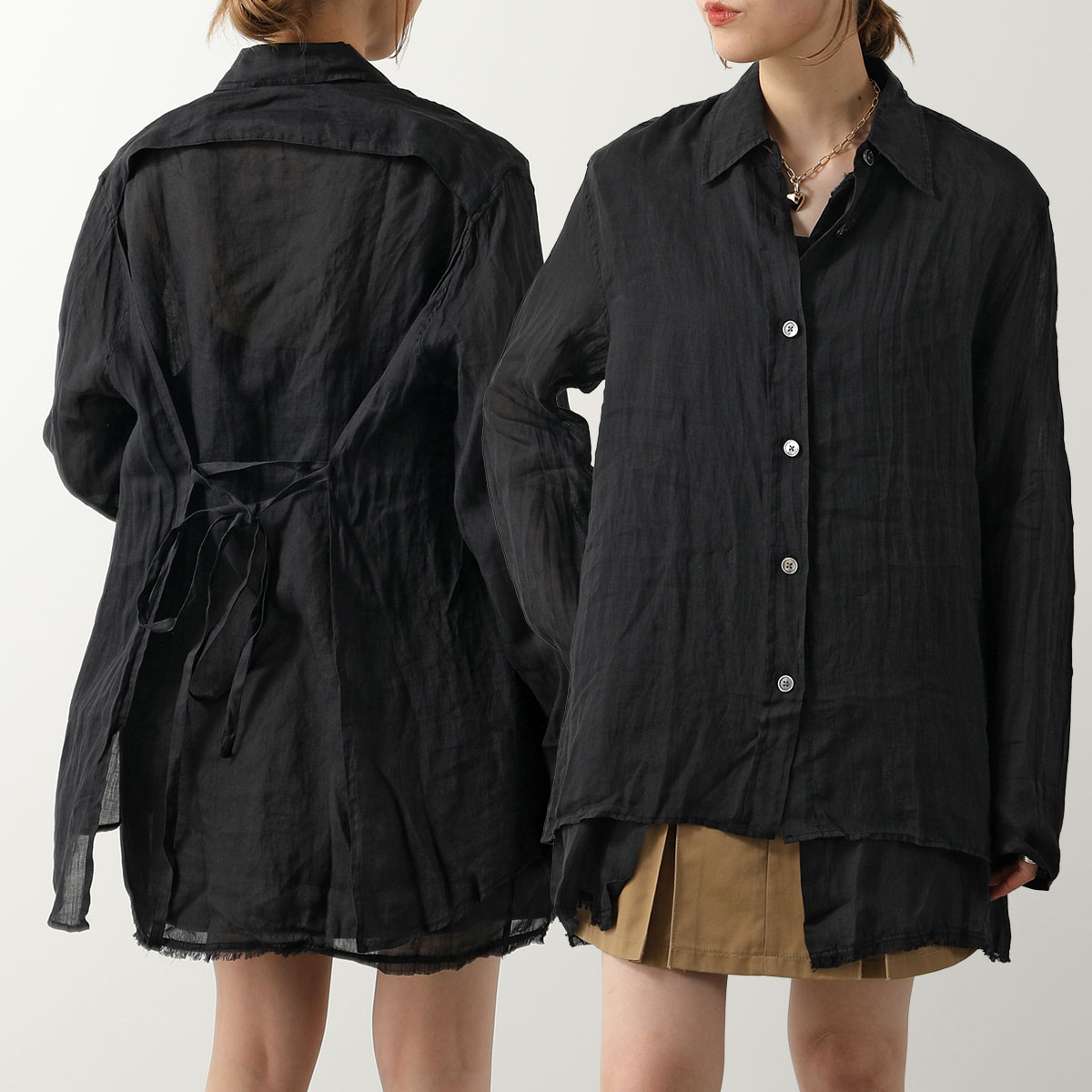 OUR LEGACY アワーレガシー シャツ BACKLESS LINER SHIRT W2232BLB レディース ブラウス 長袖 ラミー BLACK-GAUZE-RAMIE