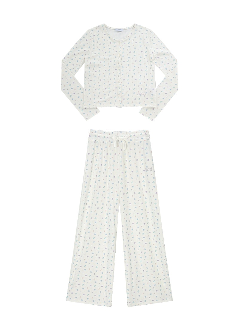 【AS"ON】 [SET] COZY CARDIGAN & WIDE PANTS / BLUE 正規品
