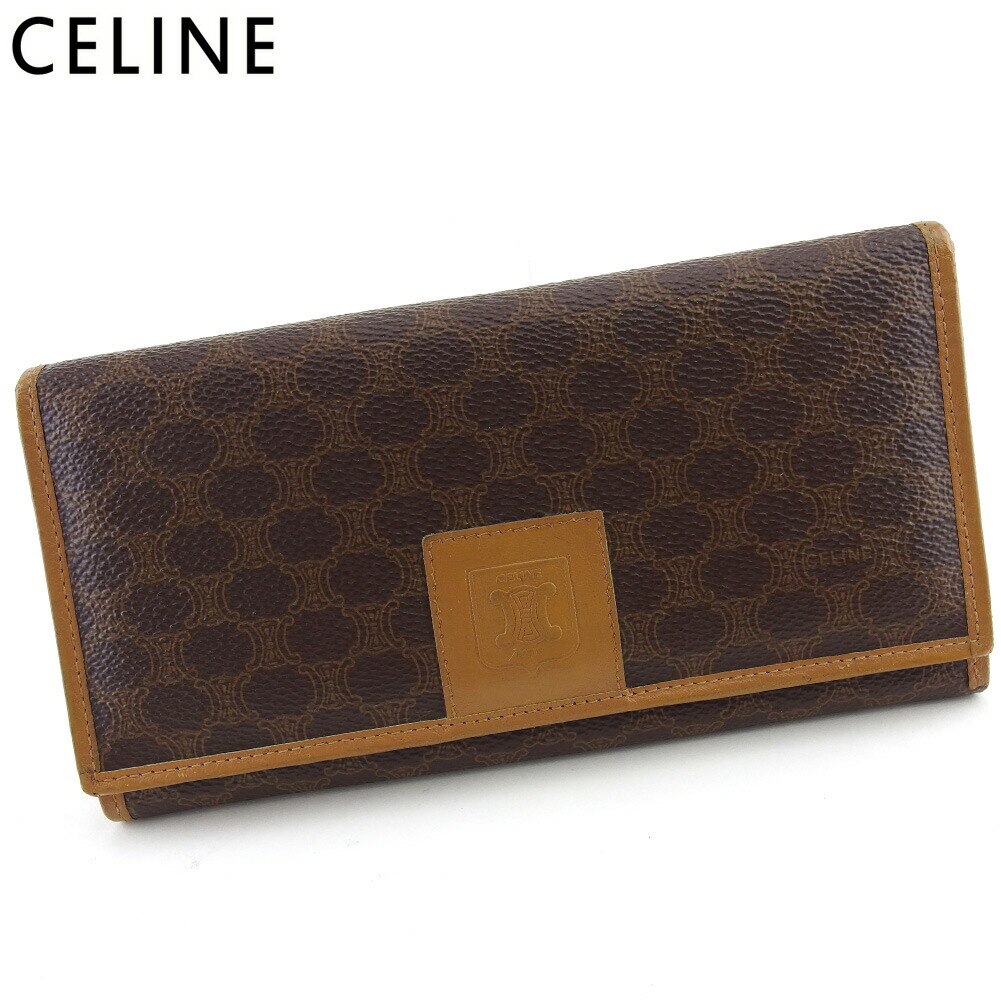 長財布 がま口 ファスナー付き 財布 マカダム レディース メンズ ブラウン ベージュ ゴールド 中古