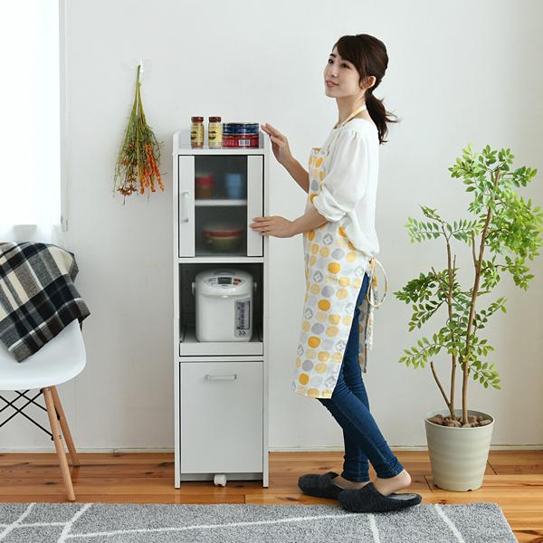 隙間収納 キッチン収納 隙間ラック 隙間家具 隙間ワゴン すき間収納ラック スリム食器棚 キッチン 引き出し ガラス扉 省スペース デッドスペース 有効活用