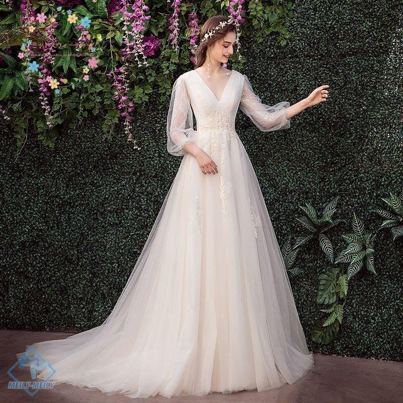 ウェディングドレス 花嫁 二次会 ウエディングドレス 結婚式 ロングドレス Aラインドレス Vネック 11,738円