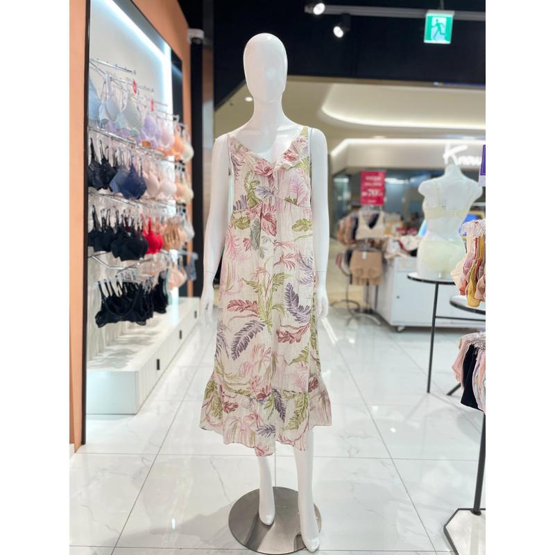 [스타필드고양] 涼しいレーヨン混紡フラワー捺染女性ノースリーブホームウェアワンピース (GW1973T)