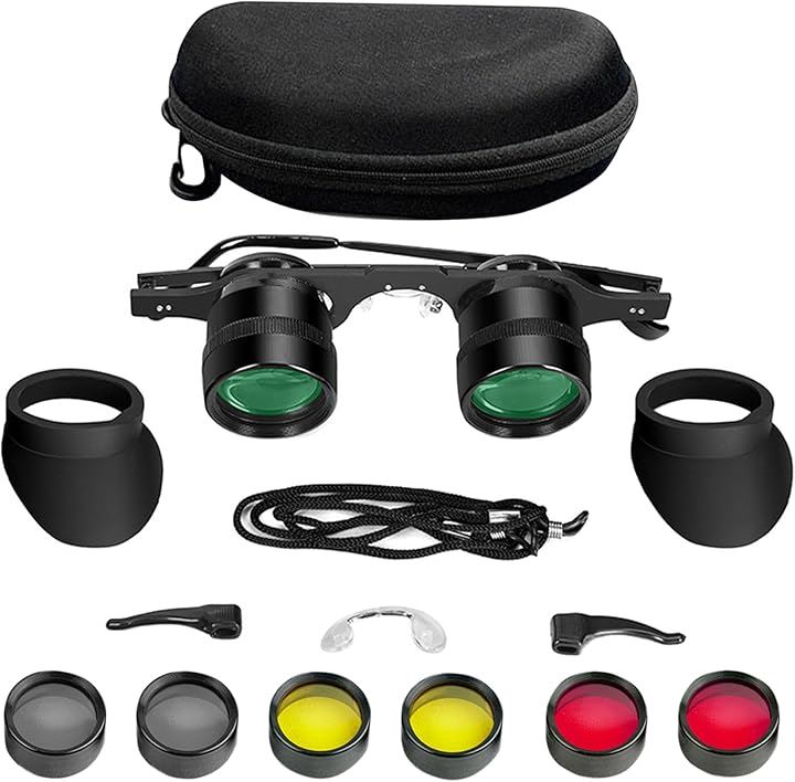 EdisonBrain メガネ型 望遠 双眼鏡 10倍 オペラグラス ３色偏光レンズ付き 目幅調整可能 釣り コンサート スポーツ観戦 劇場 軽量(ブラック)