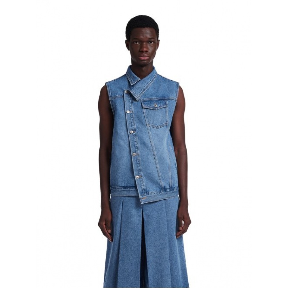 TRUNK PROJECT アシンメトリックデニムベストジャケット_ブルー
