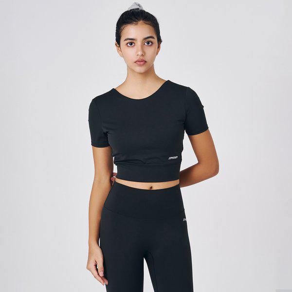 [] 女性キャップ内蔵クロップ半袖Tシャツ SPJFCNRS252W