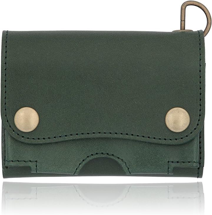 トラッカーウォレット ショート 本革 三つ折り財布 栃木レザー メンズ レディース バイカーズウォレット ミニウォレット ミニ財布 小さい財布 レザーウォレット( グリーン)