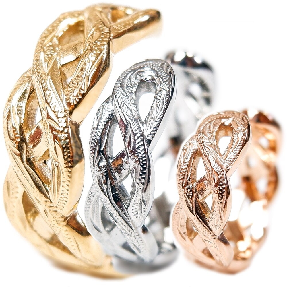 ハワイアンジュエリー リング チェーン K14イエローゴールドコーティング ピンクゴールド サージカ