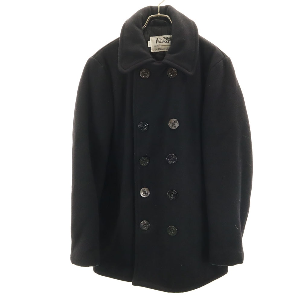 USA製 740 10ボタン メルトン ピーコート 38 ブラック アンカーボタン メンズ