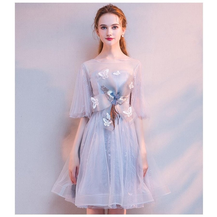 ミモレ丈ドレス パーティードレス 上品 大人 ウエディングドレス Aラインワンピース 大人 演奏会