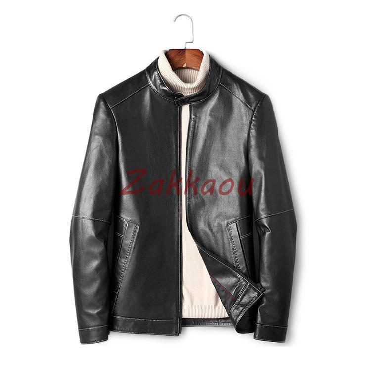 メンズ革ジャン 本革　秋冬　レザージャケット ライダースジャケット ラム革 トレンド 立ち襟 バイクウェア シングル 男性用 防寒防風