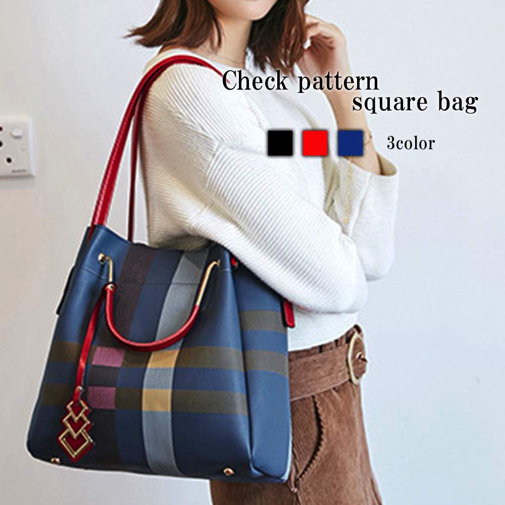 ハンドバッグ レディース チェック柄スクエアバッグ 革 レザー ブランド おしゃれ 夏 トートバッグ 黒 カジュアル ミニトートバッグ 斜めがけ 軽い 冬 春 トート ショルダーバッグ ミニ ミニショハンドバッグ
