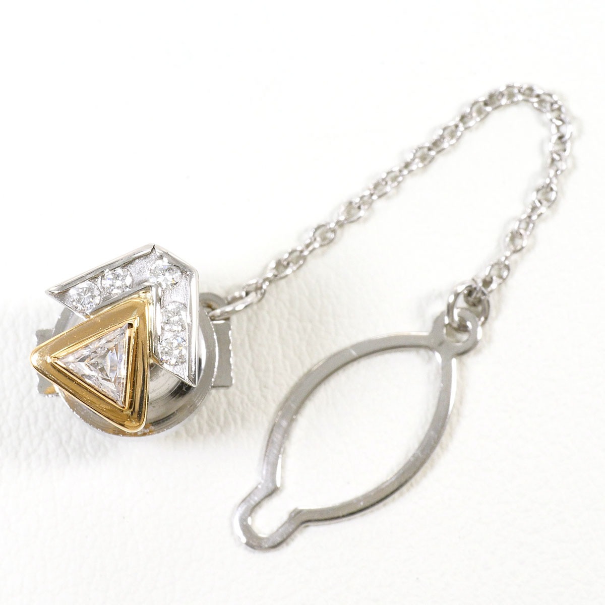 K18 18金 YG イエローゴールド ブローチ ダイヤモンド 0.24ct ダイヤモンド 0.11ct 鑑別書 総重量約4.6g ジュエリー 中古