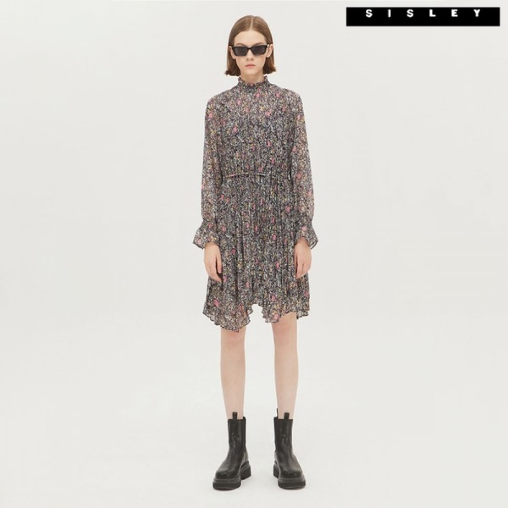 (シスレー) シスレー花柄プリーツワンピース SAOP03141_BK