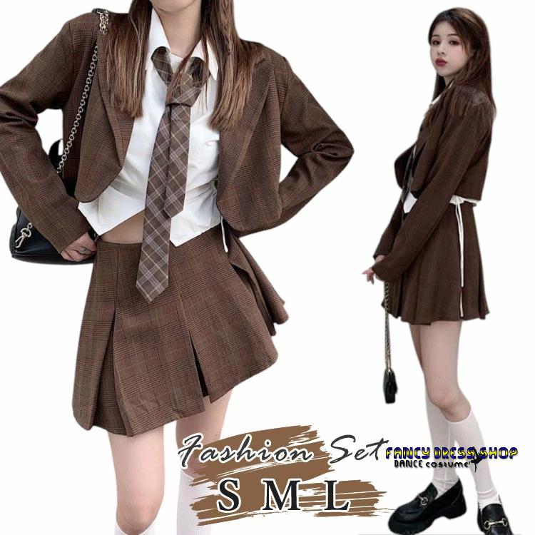 【制服標準装備】卒業式 スーツ 女の子 セット ネクタイ ジャケット 白シャツ ブラウス スカート チェック 卒服 フォーマル スーツ 高校生 大きいサイズ 韓国 制服 レディース ジ