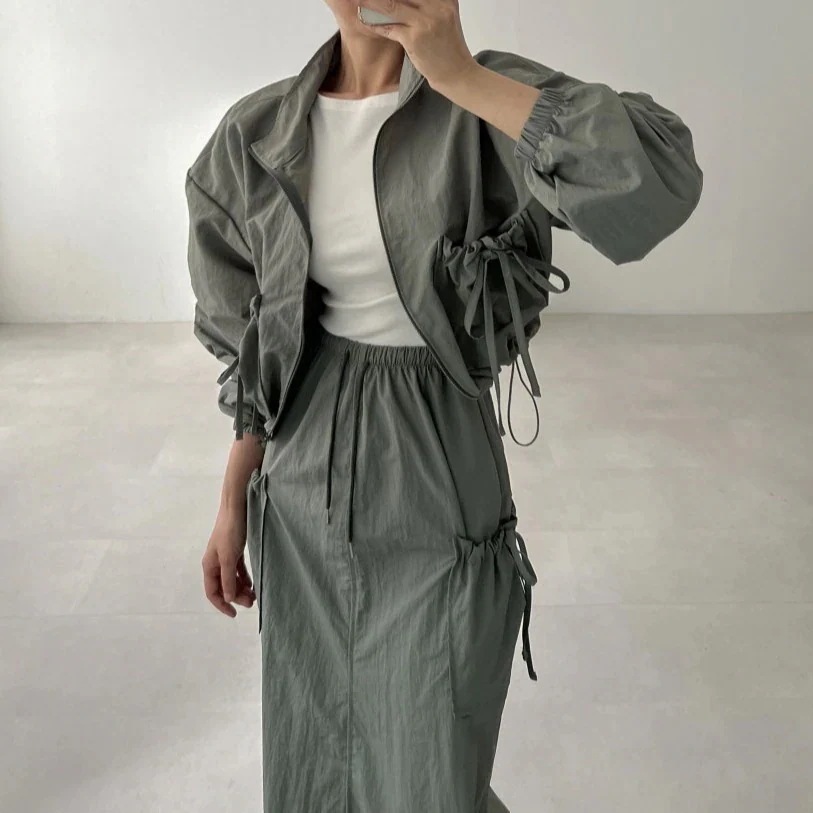 春 新作 セットアップ 上下セット ジャケット 運動 アウター ショート ゆったり カジュアル おしゃれ スカート カーディガン カジュアル ゆったり 百掛け 着やせ