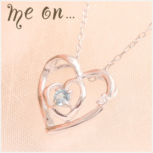 me on... K10ホワイトゴールドブルートパーズ＆天然ダイヤモンドハートインハートモチーフネックレス 発送目安：２３週間