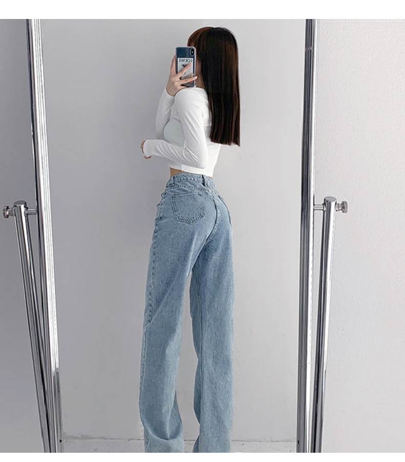 夏 ジーンズ Gパン ストレート ロング ハイウエスト デニム 薄手 個性的 レディース かわいい シンプル カジュアル おしゃれ かっこいい レトロ こなれ感 ラフ メンズライク ボーイッシュ キュ