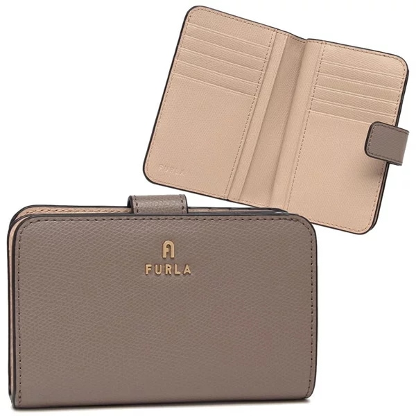 二つ折り財布 カメリア グレー ベージュ レディース WP00314 ARE000 3787S