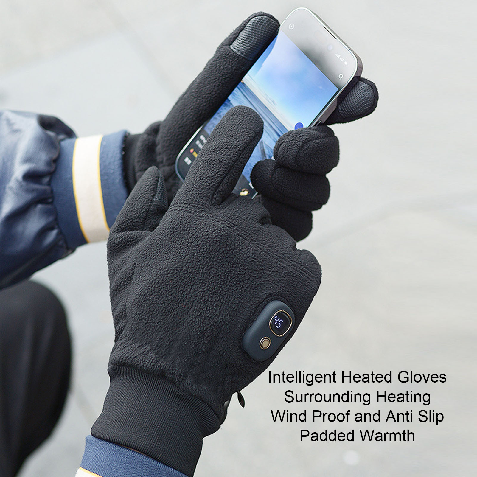 冬用暖かい加熱手袋 3段階の温度レベルを備えた男性用女性用充電式電熱手袋 スポーツサイクリングスキー用防水ハンドウォーマー 取り外し可能 洗濯可能