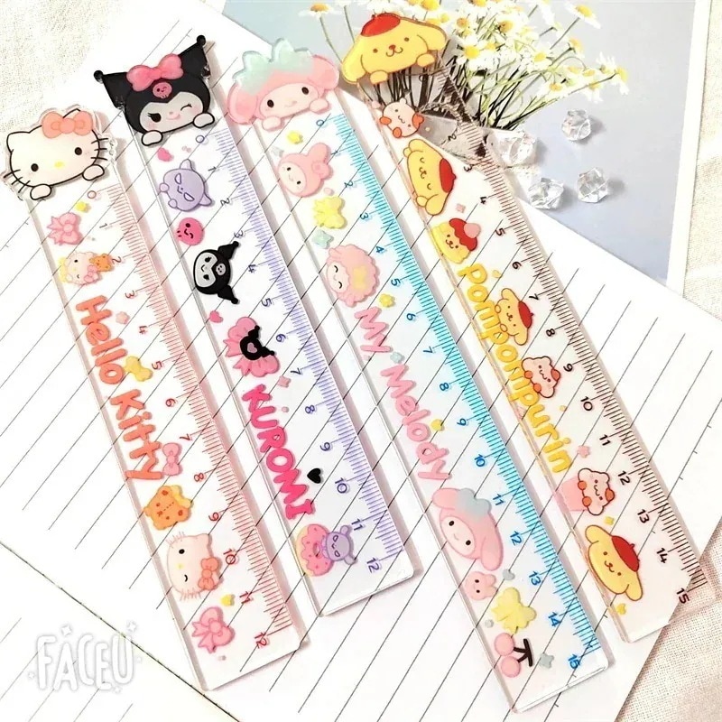 新品登場アクリル両面透明アニメかわいい学習文房具事務直尺学生用品