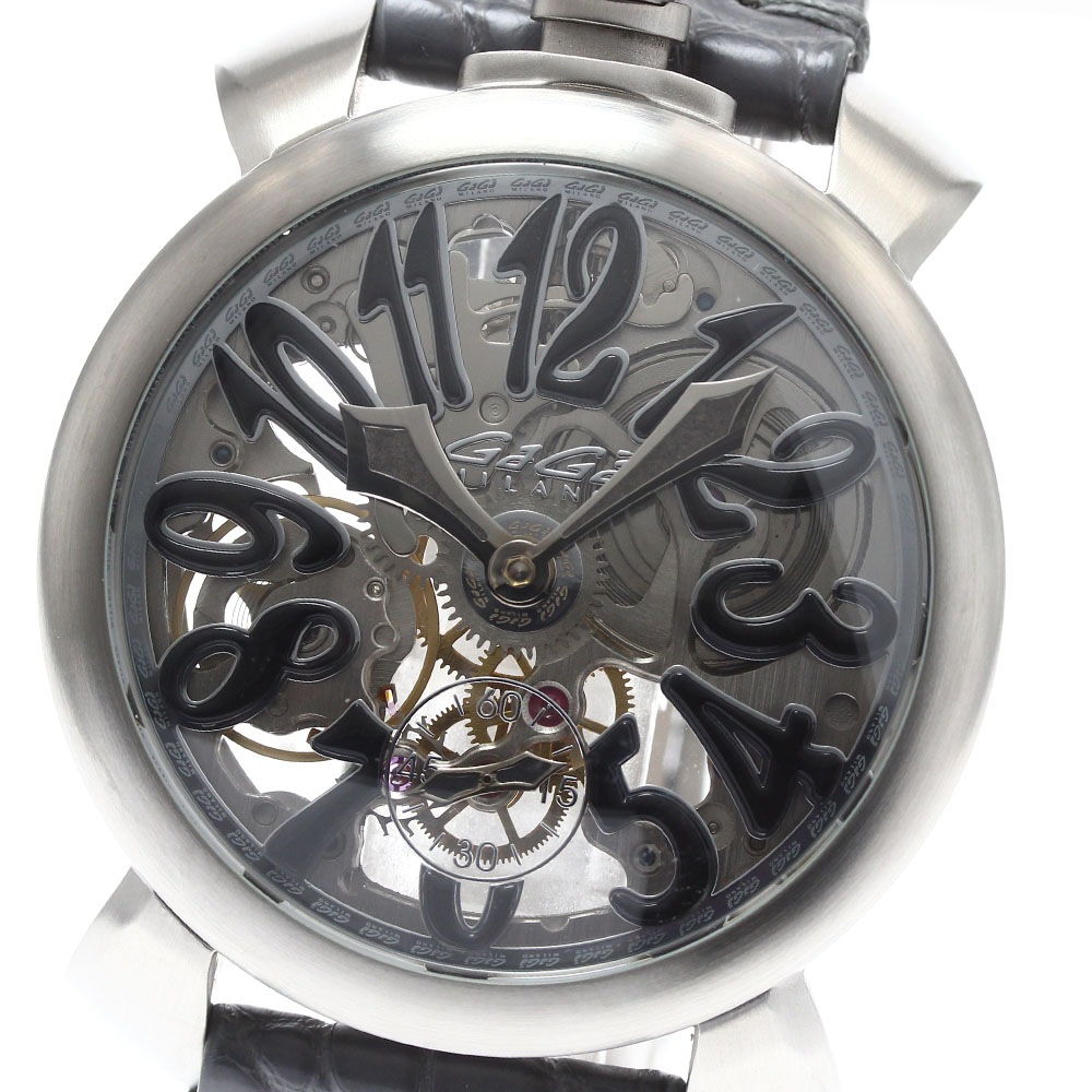 ガガミラノ GaGa MILANO 5310.02 マヌアーレ48 スケルトン 手巻き メンズ 保証書付き_905864【中古】