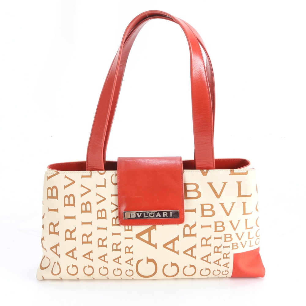 美品 ロゴマニア レザー×ナイロン ハンドバッグ トート 本革 レディース RWM DN26-4 中古