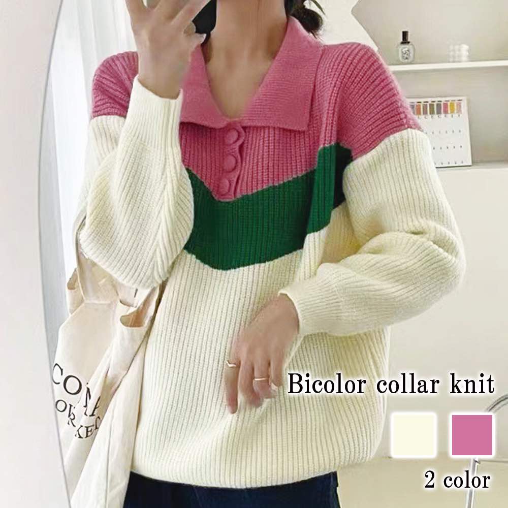 セーター レディース バイカラー襟ニット かわいい ブランド クルーネック 洗える ニットセーター ゆる 春 人気 ケーブル編み 柄 黒 ノルディック ハイネック 長袖 冬 Vネック ざっくり 秋 ロ