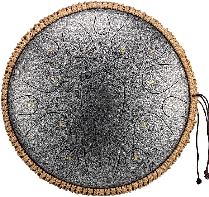 スリットドラム 音色に合わせたジブリ楽譜付き タングドラム収納バッグ付き(シルバー, 13インチ15音)