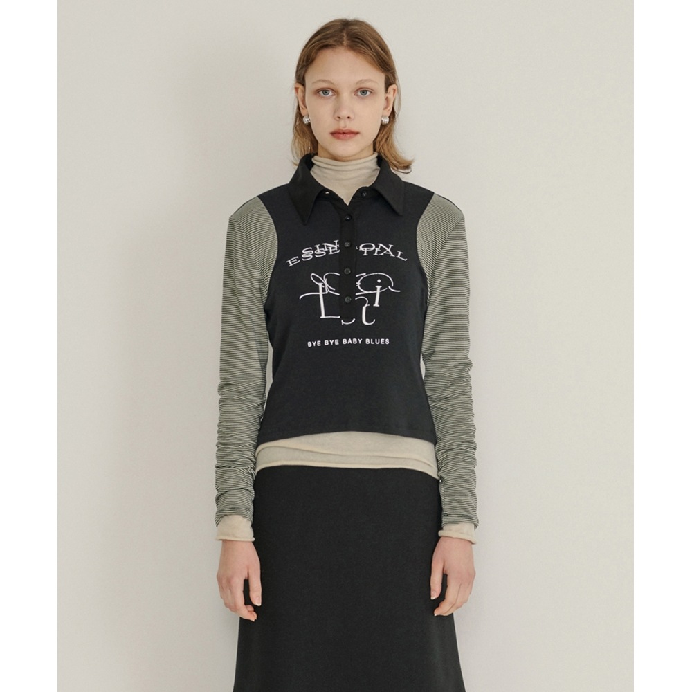 SINOON カラーブロックカラー T シャツ