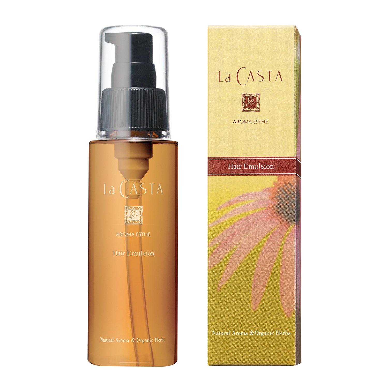 La CASTA(ラ・カスタ) アロマエステ ヘアエマルジョン 洗い流さない トリートメント オーガニック植物成分 精油 配合 ライトオレンジ ローズマリー 80 ミリリットル