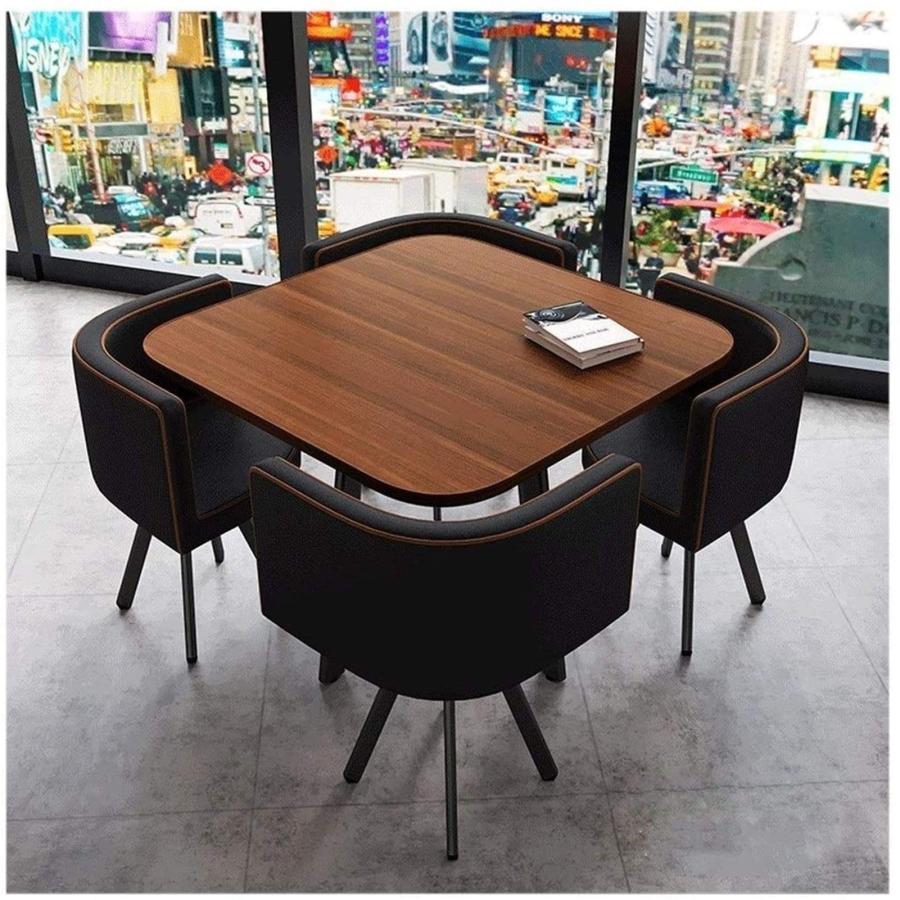 レストランのテーブルと椅子のセットオフィス会議室の応接室90センチ木製リビングキッチン用の正方形テーブルキッチンレストランのテラスヴィンテージスタイル1