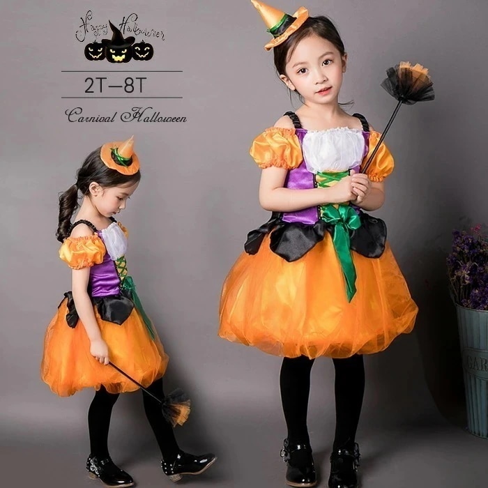 短纳期ハロウィン衣装 子供 かぼちゃ お姫様 プリンセスコスプレ ベビー 女子 子供用 ハロウィン仮装 エンジェルカボチャ コスチューム ハロウィーン衣装 キッズ コスプレ コスチューム ハロウィン