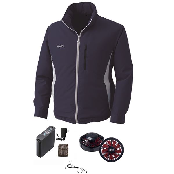 KU90520 空調服 R フード付き ポリエステル製長袖ブルゾン FAN2200BR・RD9261・LIPRO2セット ネイビー XL 12,902円