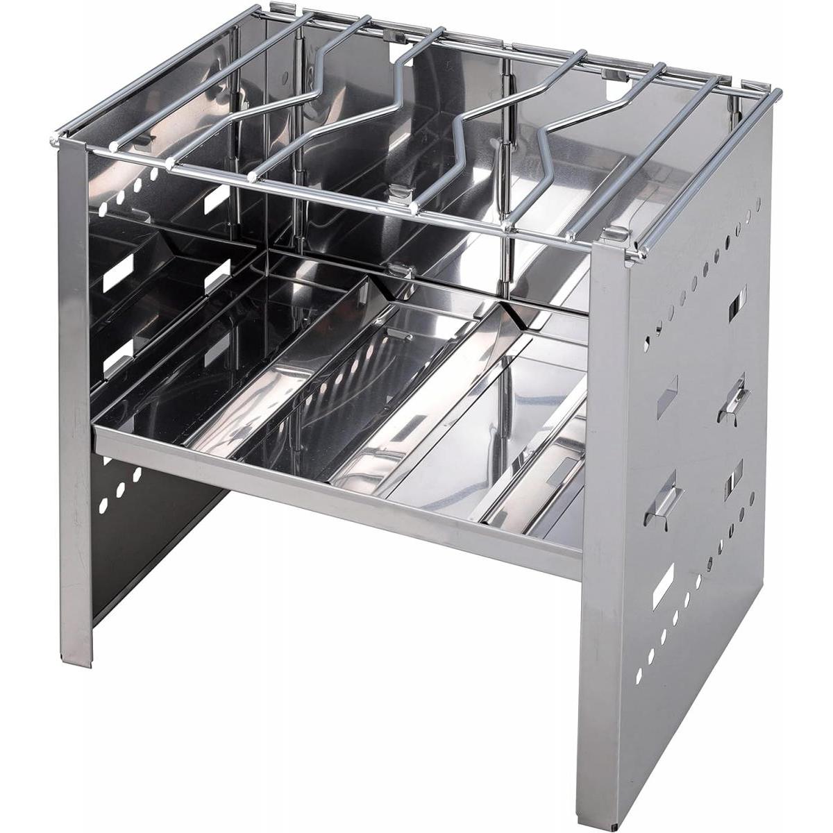 キャプテンスタッグ キャンプアウト カマド スマートグリル A4型 3段階調節 UG-95 簡単組立 少人数 キャンプ ステンレス CAPTAIN STAG