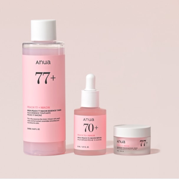 アヌア ピーチ3STEP 水桃セット】 メイクが映える肌ケアトナー+セラム+クリームのセット 桃のおやつ3STEP - スーツSET(トナー+セラム+クリーム
