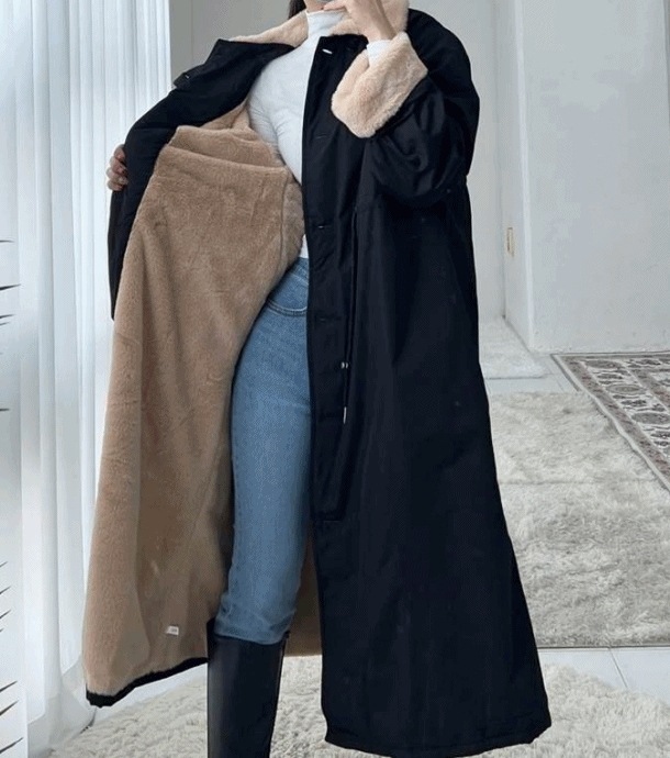 (全体ファー裏地/超暖かい) プラハミンクファーストリングロングダウンコートジャンパー