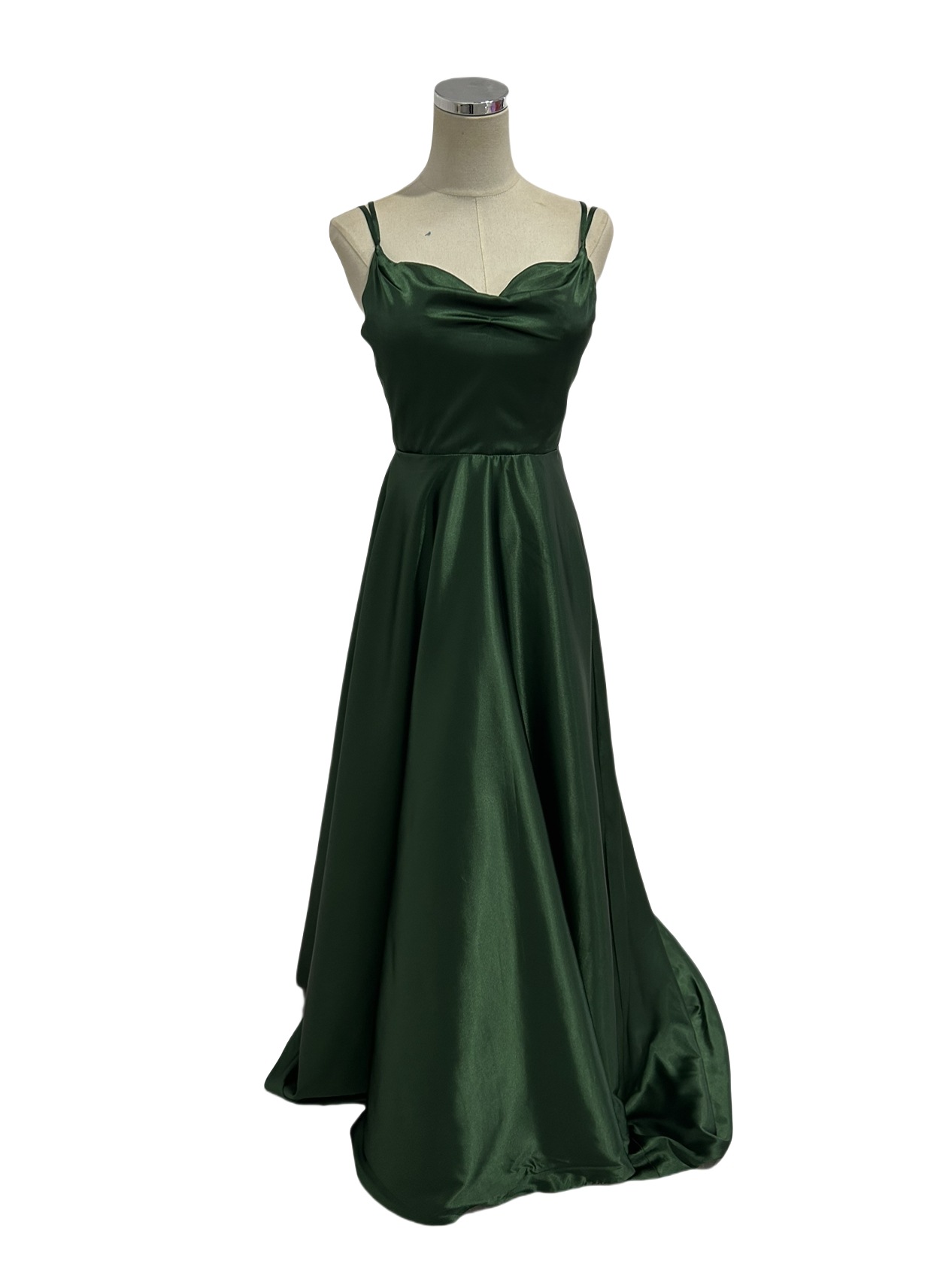 カラードレス グリーン キャミソール クレープ生地 背中見せ 可愛い 演奏会