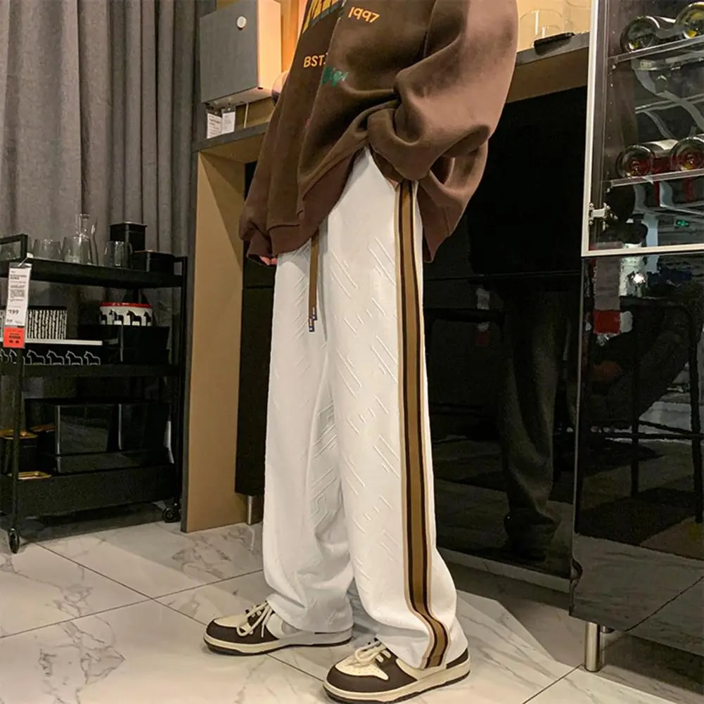 送料無料ためのワイドレッグ,ストリートウェア,伸縮性のあるウエスト,ライトコード,高級ファッション