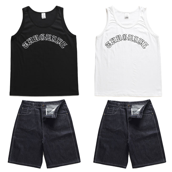 ACE FLAG 上下セット ノースリーブ タンクトップ ブランド ハーフパンツ 上下 メンズ 春夏用 黒/白 大きいサイズ エースフラッグ セットアップ b系