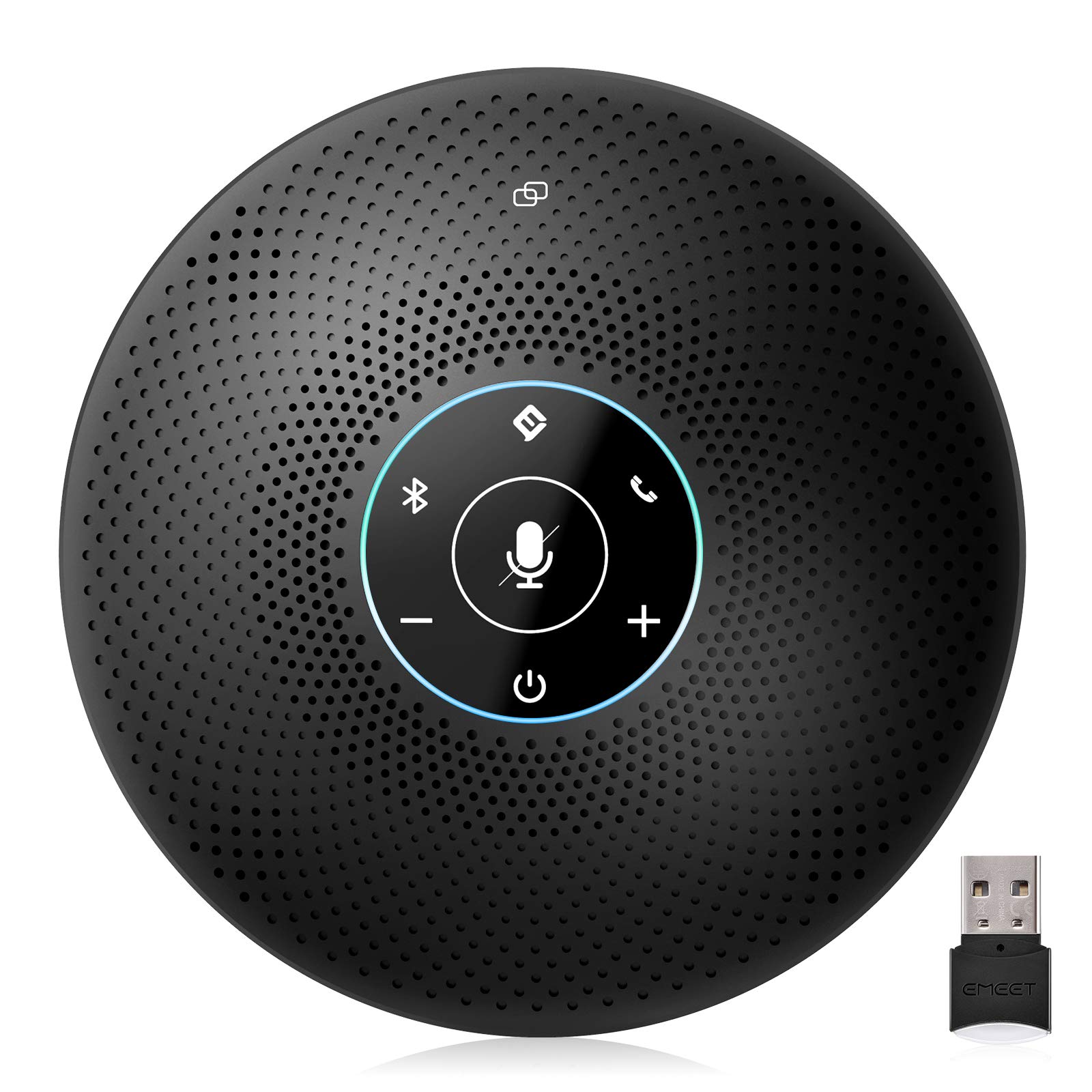 EMEET M2 Maxスピーカーフォン マイクスピーカー USB/Bluetooth/Dongle対応 在宅勤務用 最大15人まで対応 360˚全方向集音 エコー・ノイズのキャンセリング LED指示