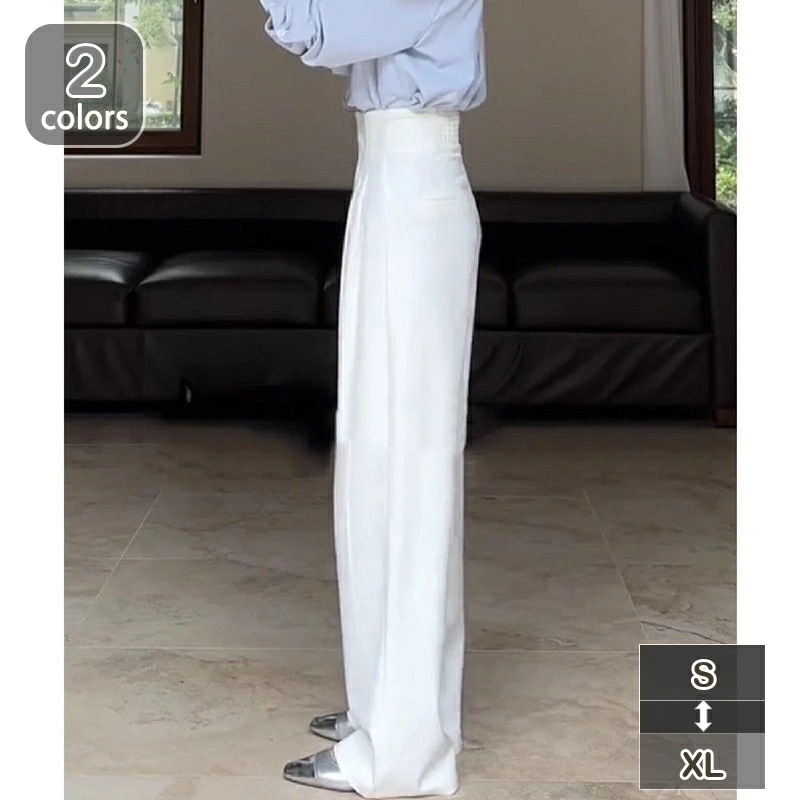 ハイウエスト スラックス レディース ストレートパンツ ロングパンツ スラックスパンツ ワイドパンツ 美脚 体型カバー カジュアル オフィス 二次会 仕事着 ロングパンツ